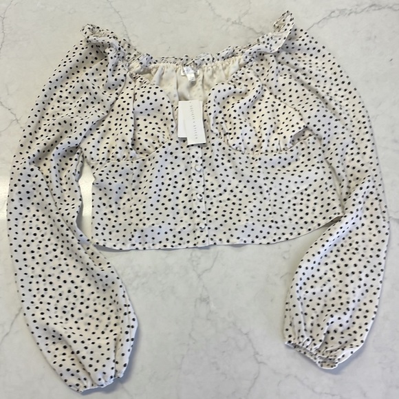 Society & Stitch Square Neck Polka Dot Blouse Size Large NWT - Picture 5 of 7